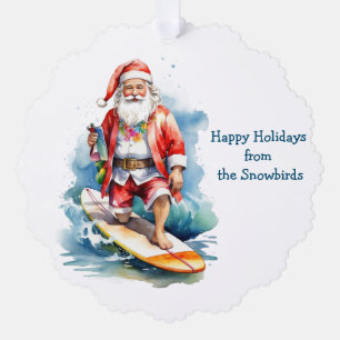 Décorative Carte d'ornement papier Père Noël Surfing