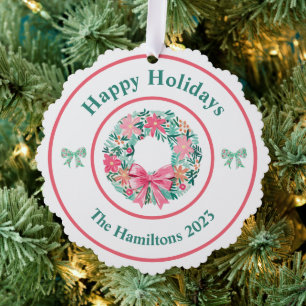 Décorative Carte d'ornement photo de Noël de Prêppy Wreath Bo