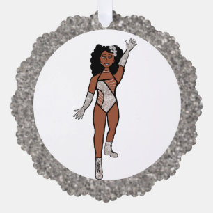 Décorative Carte Ornemental Danseur Argent & Diamants A