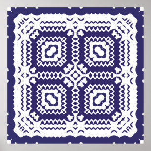 Decorative color ceramic azulejo tiles. Vintage Poster