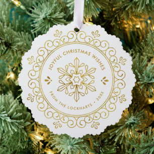 Décorative Elégant Faux Foil Frame Round Holiday Carte photo