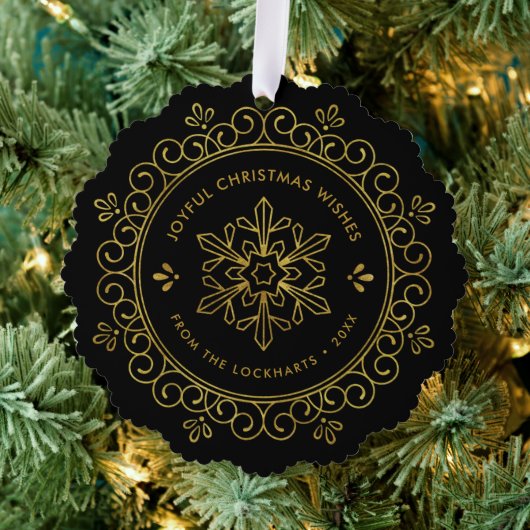 Décorative Elégant Faux Foil Frame Round Holiday Carte photo (Insitu (Arbre))