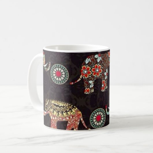 Decorative Elephant Pattern Mug Koffiemok (Voorkant links)