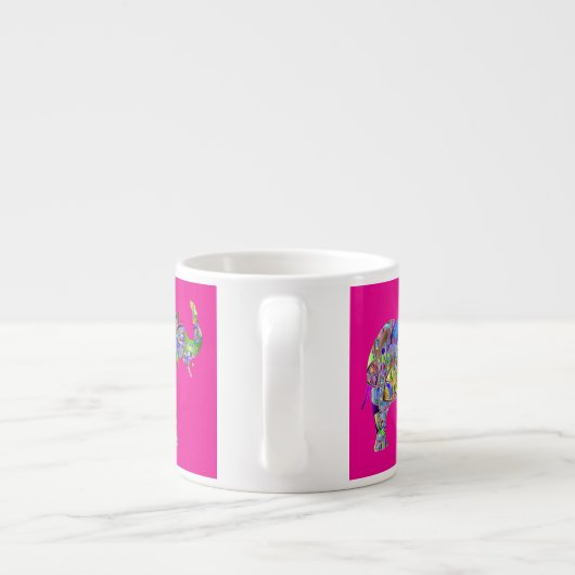 Decorative Elephants on Fuchsia Espresso Mug (Dos)