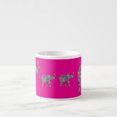 Decorative Elephants on Fuchsia Espresso Mug (Devant)