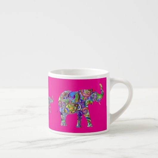 Decorative Elephants on Fuchsia Espresso Mug (Droite)