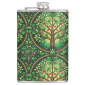 Decorative flask featuring a vibrant tree design heupfles (Voorkant)