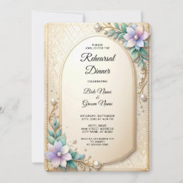 Decorative Floral Frame Rehearsal Dinner Kaart