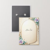 Decorative Floral Frame with Pearls Button (Voorkant / Achterkant)