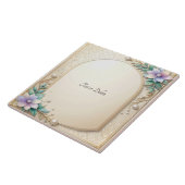 Decorative Floral Frame with Pearls Ceramic Tile Tegeltje (Zijkant)