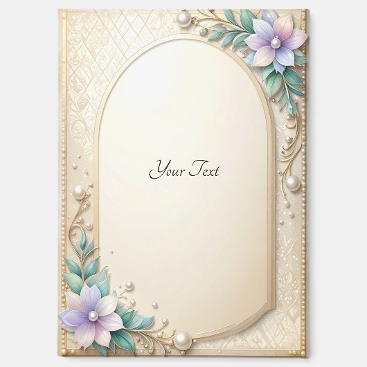 Decorative Floral Frame with Pearls Magnet Magneet (Voorkant)