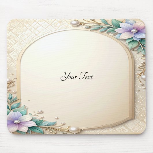 Decorative Floral Frame with Pearls Mousepad Muismat (Voorkant)
