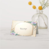 Decorative Floral Frame with Pearls Place Card (Achterkant)