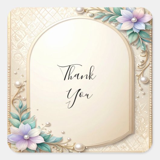 Decorative Floral Frame with Pearls Sticker (Voorkant)