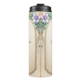 Decorative Floral Frame with Pearls Thermosbeker