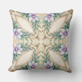 Decorative Floral Frame with Pearls Throw Pillow Kussen