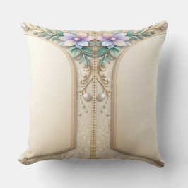 Decorative Floral Frame with Pearls Throw Pillow Kussen