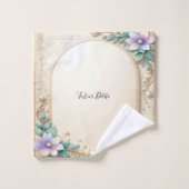 Decorative Floral Frame with Pearls Towel Set (Gant de toilette)