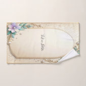 Decorative Floral Frame with Pearls Towel Set (Serviette à main)