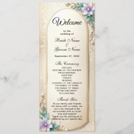 Decorative Floral Frame with Pearls Wedding  Programma