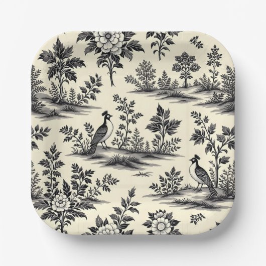 Decorative French toile pattern Papieren Bordje (Voorkant)