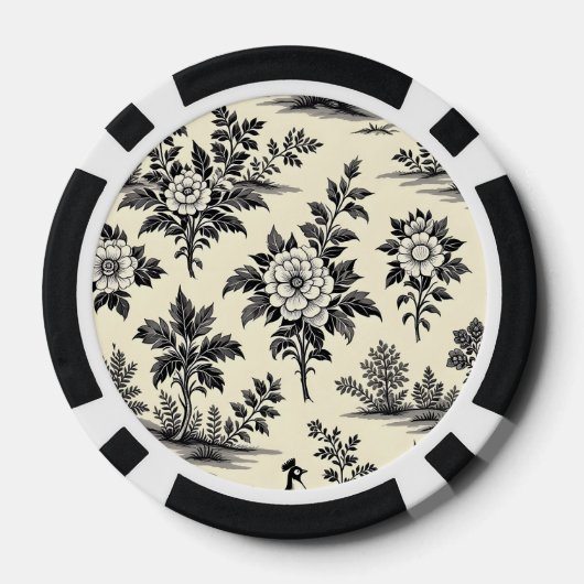 Decorative French toile pattern Poker Chips (Achterkant)
