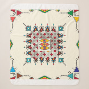 Decorative geometric repeating pattern sherpa deken