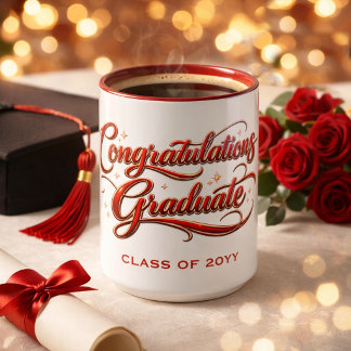 Decorative Graduation Typography in Gold and Red Mok