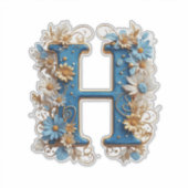 Decorative Letter H With Blue Enamel Sticker (Voorkant)