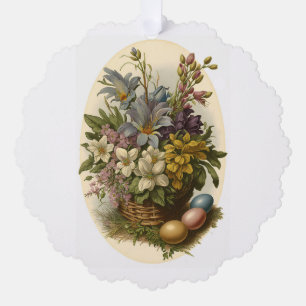 Décorative Panier vintage De Fleurs Papier Carte Ornament