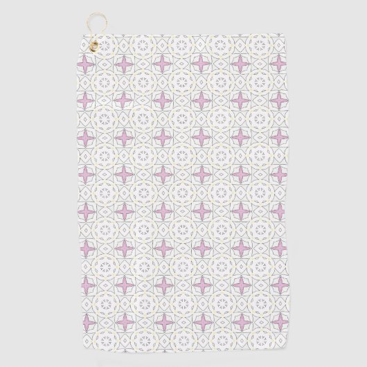 Decorative pink star geometric patterned  golfhanddoek (Voorkant)