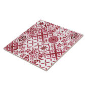 Decorative Red Azulejo Tile Patchwork Pattern Tegeltje (Zijkant)