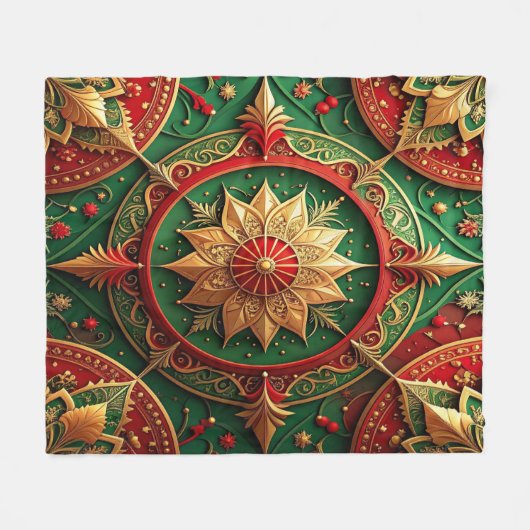 Decorative Red Green Fleece Blanket (Voorkant (Horizontaal))