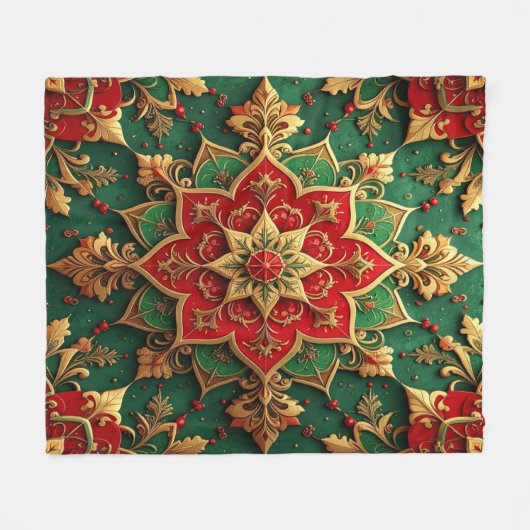 Decorative Red Green Fleece Blanket (Voorkant (Horizontaal))
