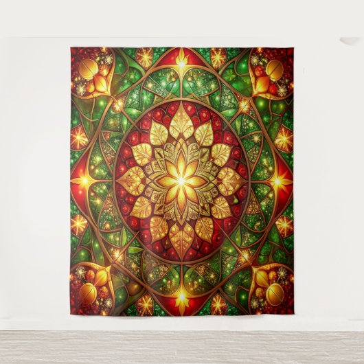 Decorative Red Green Holiday Backdrop Wandkleed (Voorkant)
