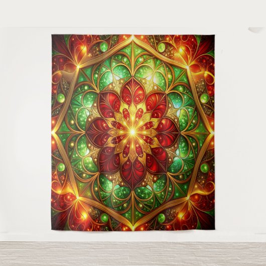 Decorative Red Green Holiday Backdrop Wandkleed (Voorkant)