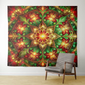 Decorative Red Green Holiday Backdrop Wandkleed (In Situ (horizontaal))