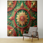 Decorative Red Green Holiday Backdrop Wandkleed (In situ)