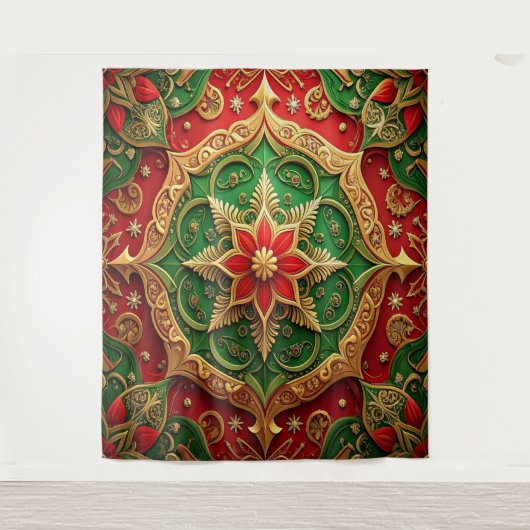 Decorative Red Green Holiday Backdrop Wandkleed (Voorkant)