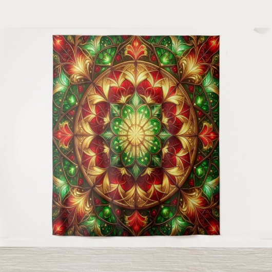 Decorative Red Green Holiday Backdrop Wandkleed (Voorkant)