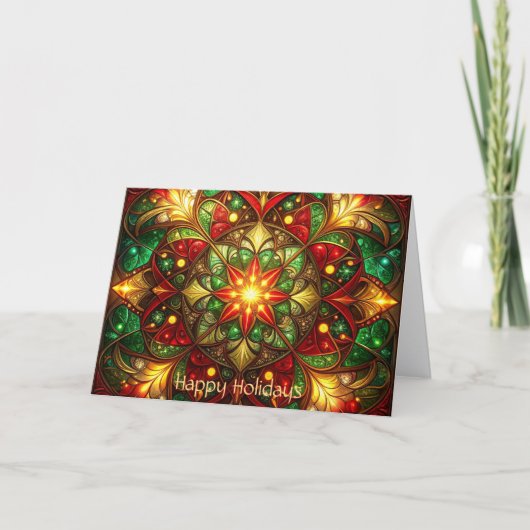 Decorative Red Green Holiday Card Kaart (Voorkant)