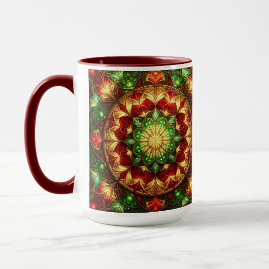 Decorative Red Green Holiday Mug (Gauche)
