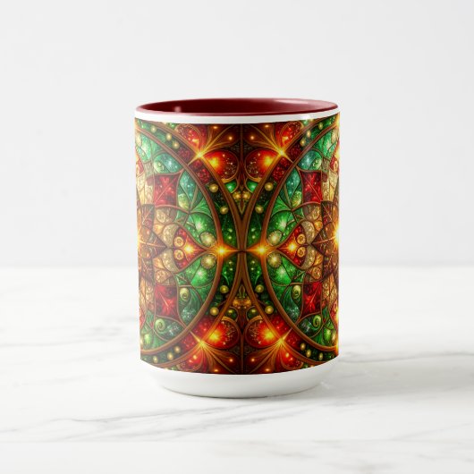Decorative Red Green Holiday Mug Mok (Midden)