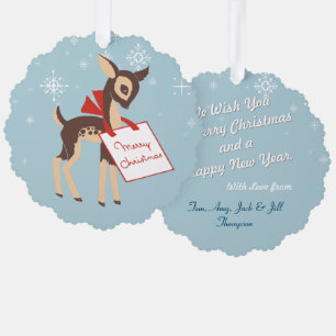 Décorative Retro Baby Reindeer Carte de Noël de l'ornement