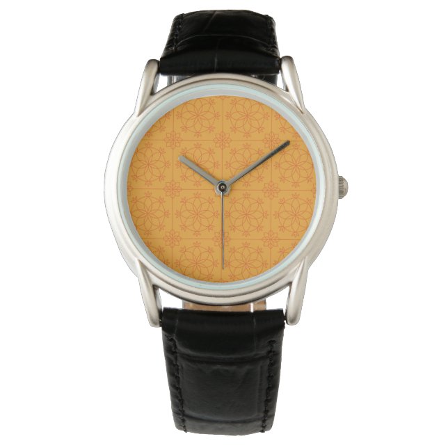 Decorative yellow mandala geometric Pattern Horloge (Voorkant)