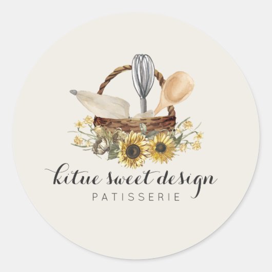 Decorator bakkerij gebak ronde sticker (Voorkant)