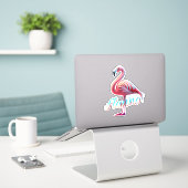 Décorez avec des Stickers Flamant rose (Ordinateur portable sur le bureau)