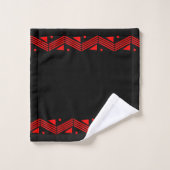 Decorgrens in rood en zwart bad handdoek (Wasdoekje)