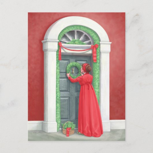 "Decorteren voor een Regency Kerstmis." Briefkaart (Voorkant)