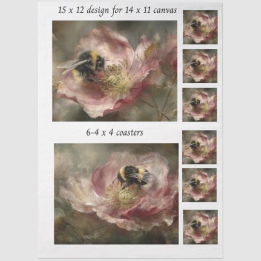 Decoupage 11x14 Design for Canvas Bumble Bee  Tissuepapier (Voorkant)